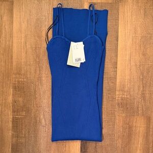 H&M Blue Ribbed Knit Dress Long Maxi bodycon
